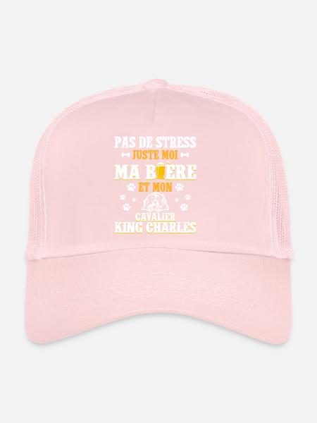 Bière Papa Chien Cavalier King Charles - Casquette trucker  - rose pâle - Devant