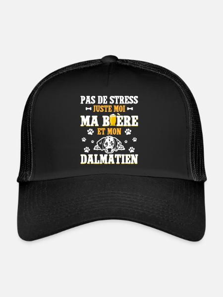 Humour Apéro Bière Papa Chien Dalmatien - Casquette trucker  - noir/noir - Devant