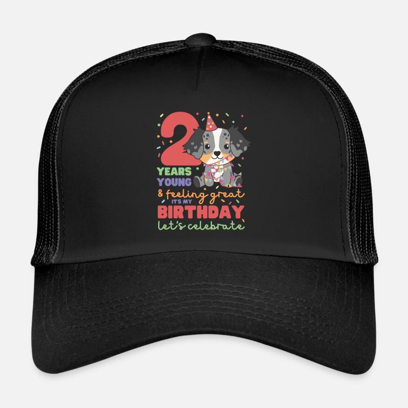 Australian Shepherd 2nd Birthday Kids Two Trucker Cap