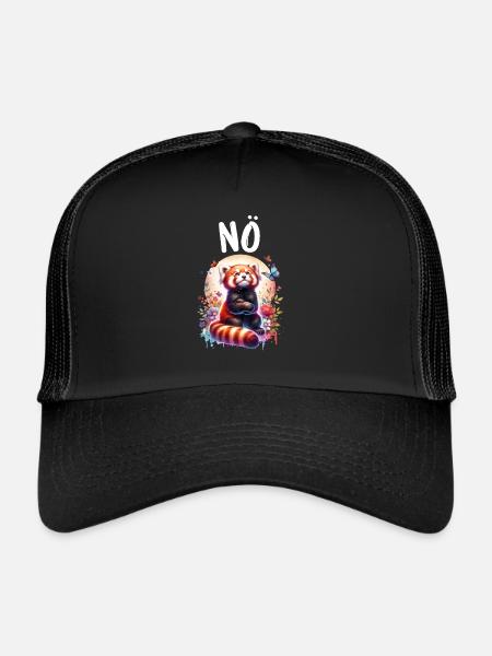 Red Panda Funny Saying Nope Fire Fox - Trucker Cap - black/black - Front