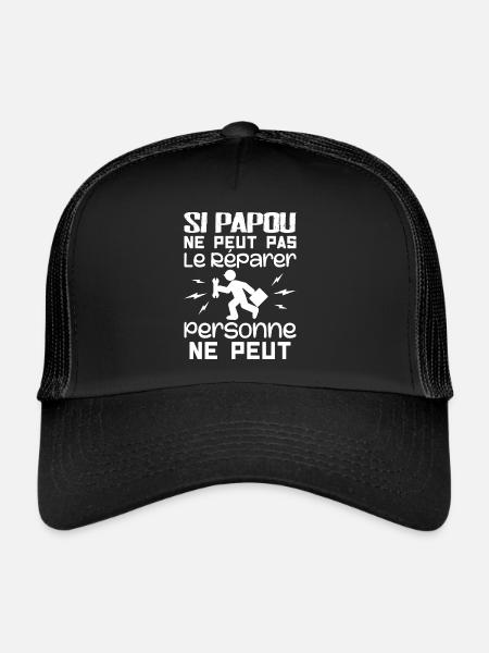 Si Papou Ne Peut Pas Le Réparer Personne Ne Peut - Casquette trucker  - noir/noir - Devant