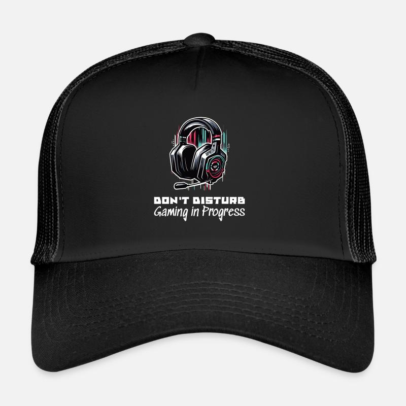 Gamer Shirt Don't disturb Gaming in Progress - Trucker Cap - Schwarz/Schwarz