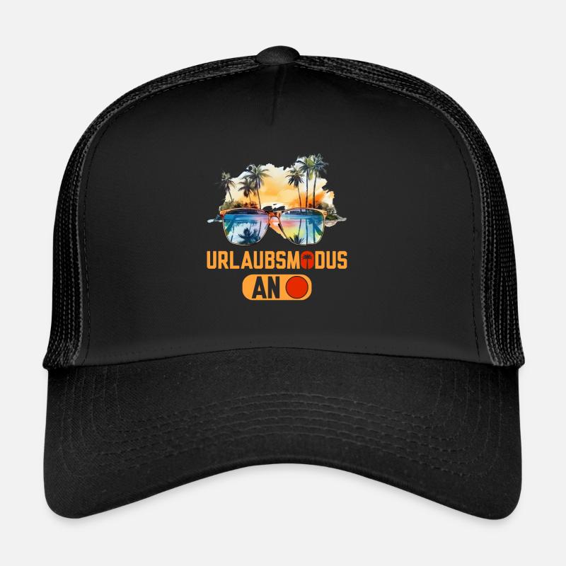 Urlaubsmodus an lustige Urlaub Sprüche - Trucker Cap - Schwarz/Schwarz