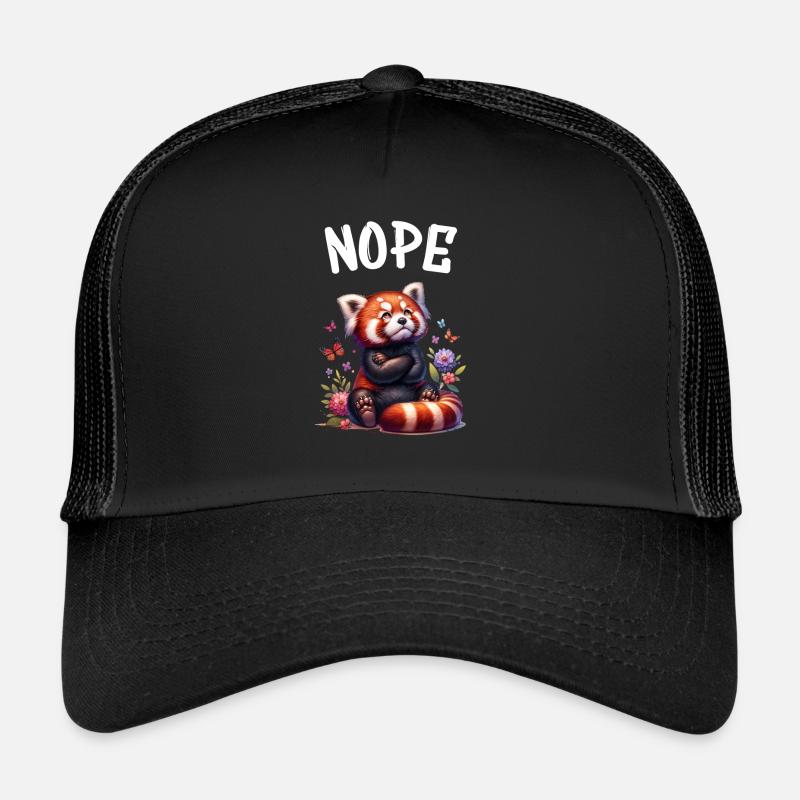 Roter Panda Lustiger Spruch Nope Feuerfuchs - Trucker Cap - Schwarz/Schwarz
