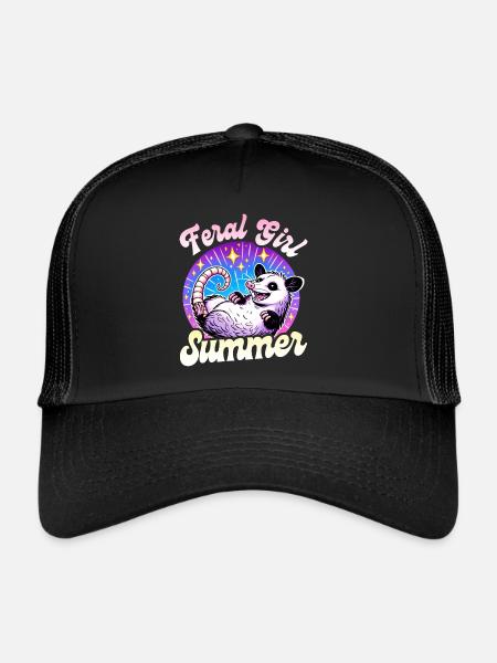 Girl Summer Loves Opossums Woman - Trucker Cap - black/black - Front