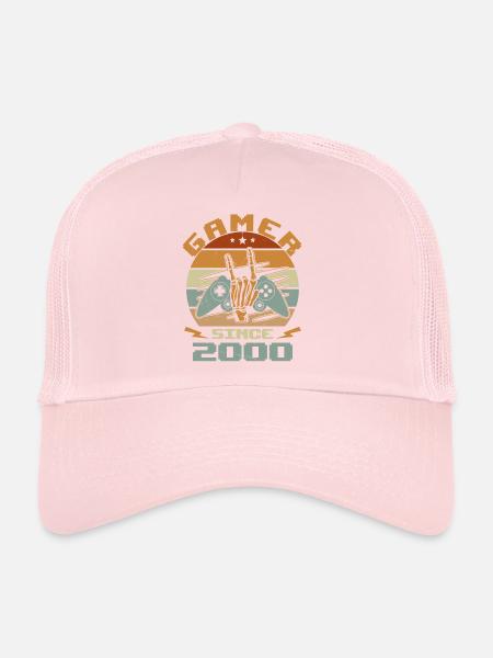 Gamer Since 2000 - Gaming Cadeau Anniversaire 2000 - Casquette trucker  - rose pâle - Devant
