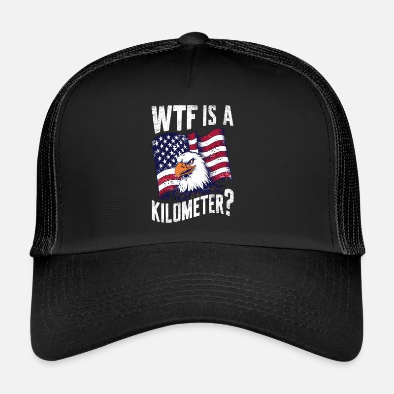 WTF ist ein Kilometer America Eagle US Flag Lustig Trucker Cap