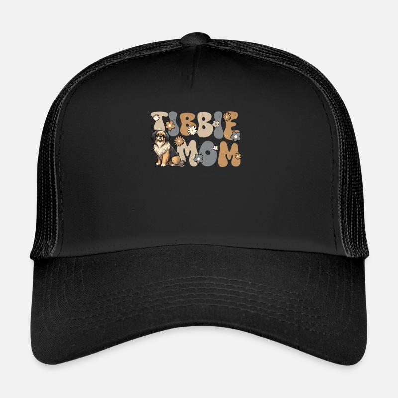 Tibet Spaniel Groovy Tibbie Mom Trucker Cap