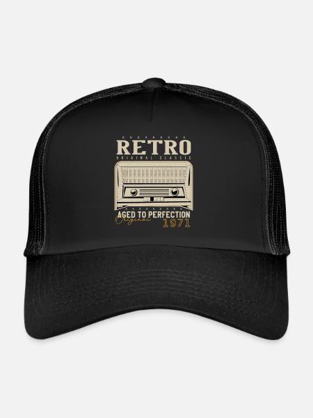 Rétro 1971 Cadeau Anniversaire 1971 Millésime 1971 - Casquette trucker  - noir/noir - Devant