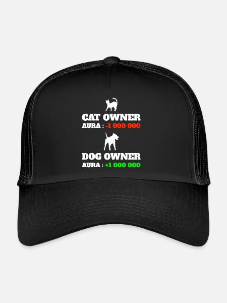 Points Aura Humour Meme Aura Chien - Casquette trucker  - noir/noir - Devant