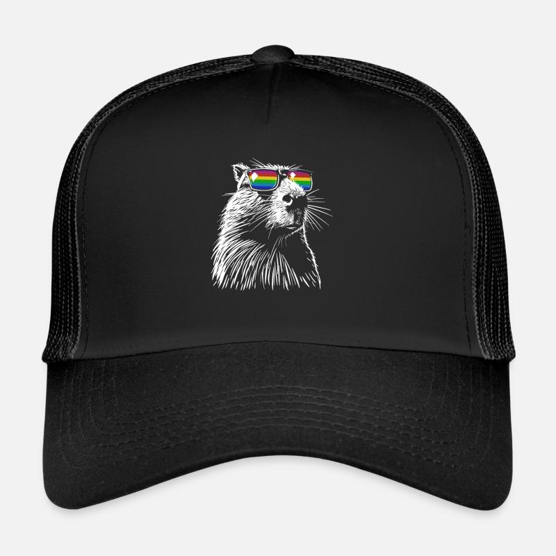 Cool Capybara - Drawing Silhouette Rainbow Trucker Cap