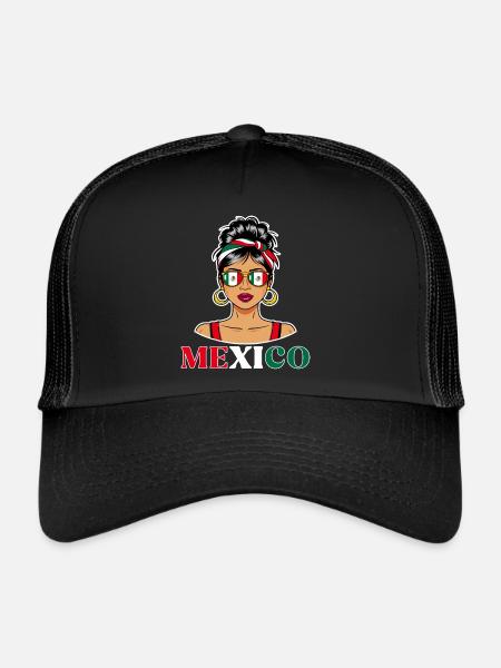 Drapeau Mexique Femme Mexicaine - Casquette trucker  - noir/noir - Devant