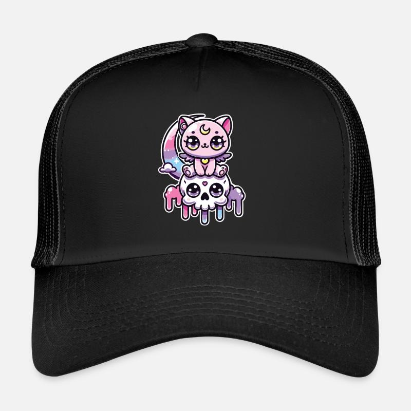 Kawaii Gothique Chat Couleurs Pastel Gothique Goth Casquette trucker 