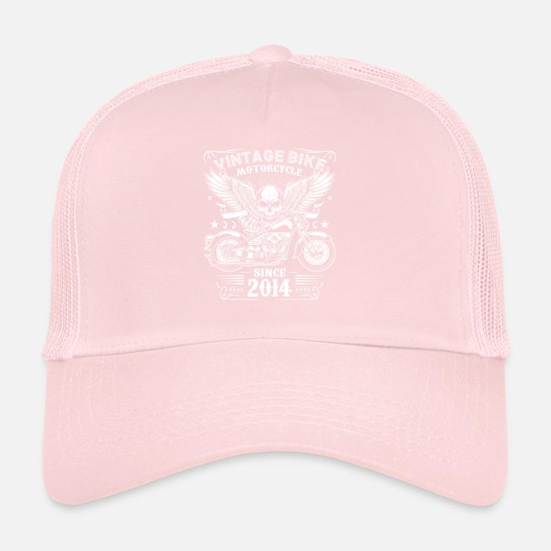 2014 Vintage Motorcycle Biker Birthday Born In 2014 Trucker Cap