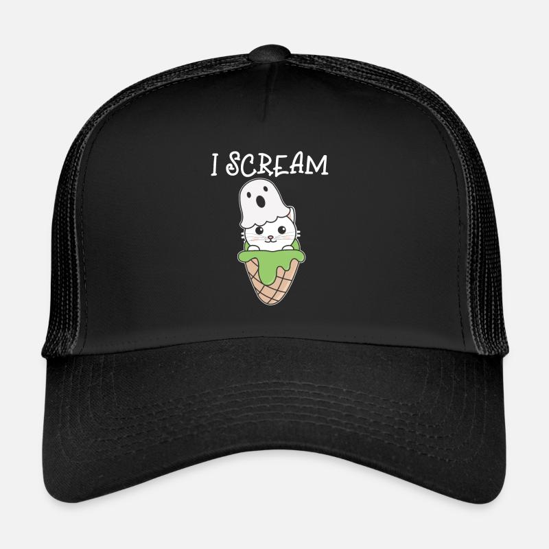 Chat Halloween Ghost I Scream Ice Cream Jeu de mots Casquette trucker 