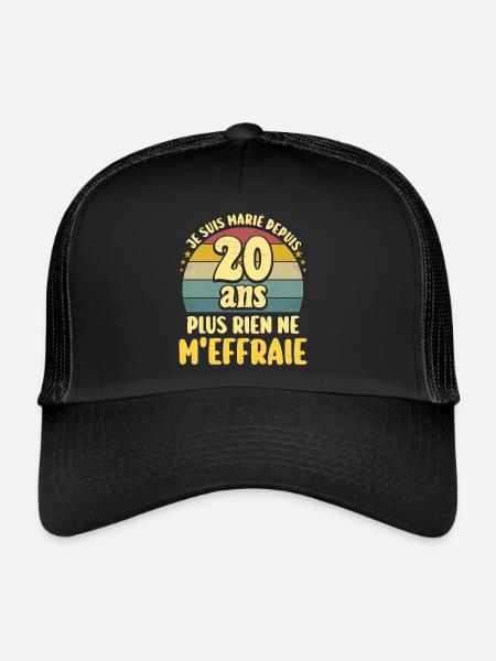 Marié 20 Ans Fête 20 Ans De Mariage - Casquette trucker  - noir/noir - Devant