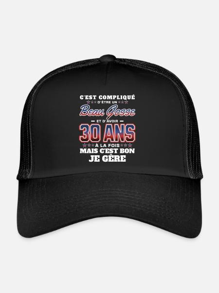 Humour Homme 30 ans Fête Anniversaire - Casquette trucker  - noir/noir - Devant