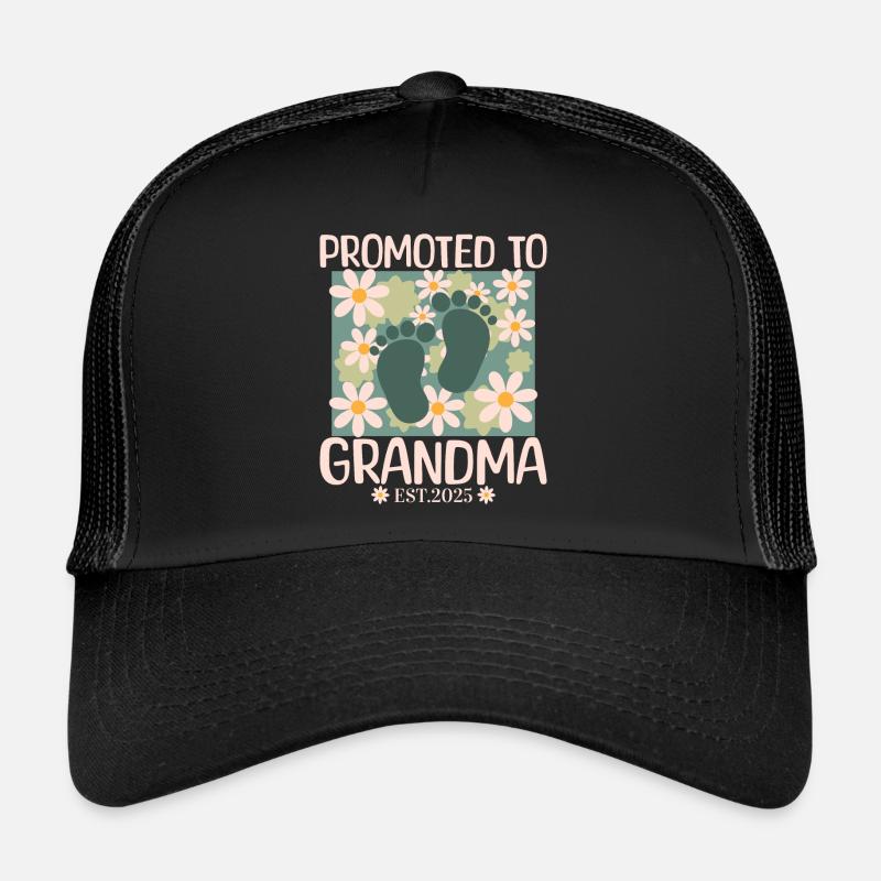 Beförderung zur Oma 2025 Baldige Oma - Trucker Cap - Schwarz/Schwarz