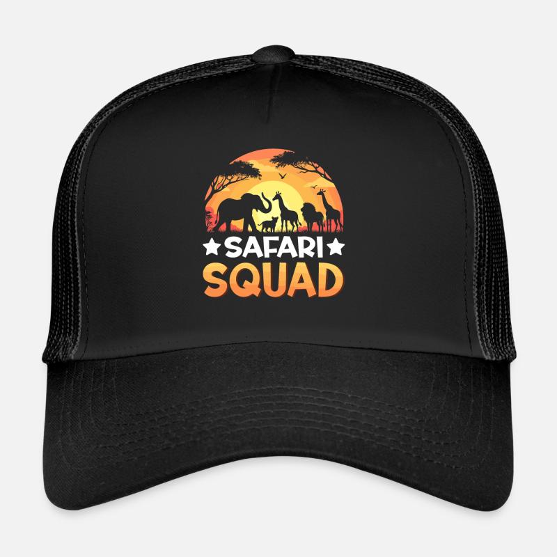 Safari Squad Animaux Coucher de soleil Zoo Faune Casquette trucker 