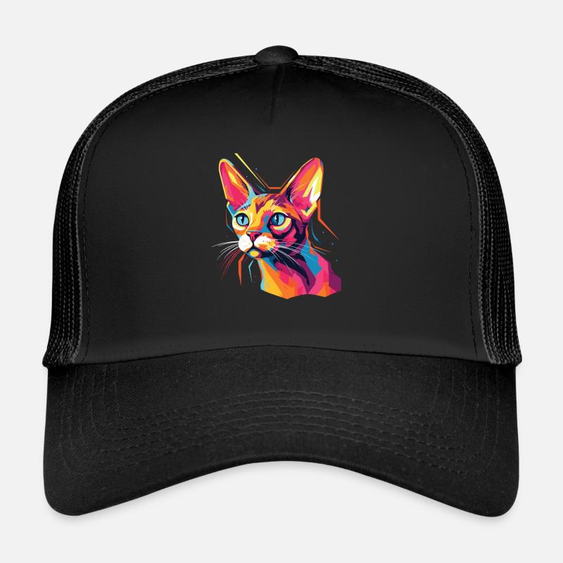 Chat Aquarelle Chat Abyssin Coloré Casquette trucker 
