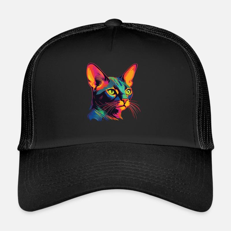 Chat Aquarelle Chat Abyssin Coloré Casquette trucker 