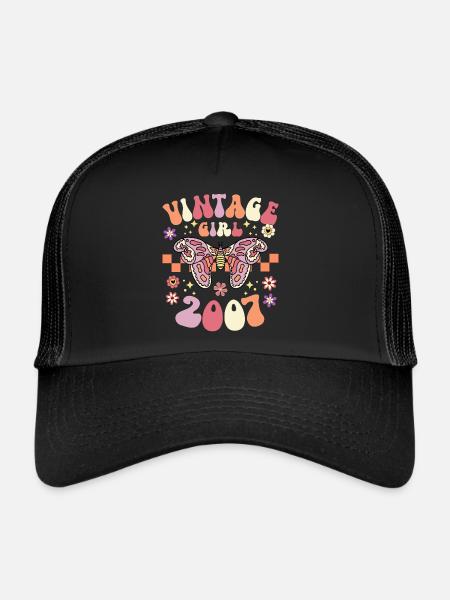 Retro Women 18 Year Old Birthday 2007 - Trucker Cap - black/black - Front