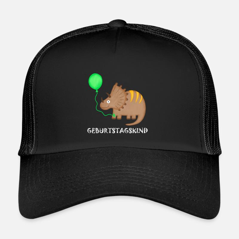 Geburtstagskind Triceratops Dino Geburtstag - Trucker Cap - Schwarz/Schwarz