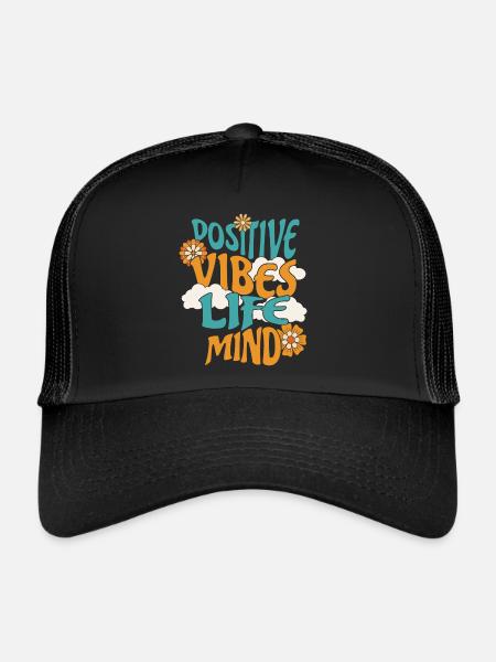 Rétro Slogan Femme Positive - Casquette trucker  - noir/noir - Devant
