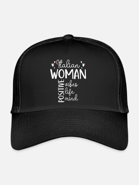 Fille Positive Femme Italienne - Casquette trucker  - noir/noir - Devant