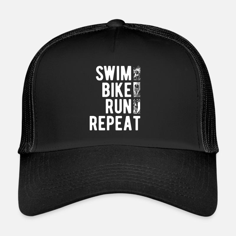 swim, bike, run, repeat - Triathlon Spruch Trucker Cap