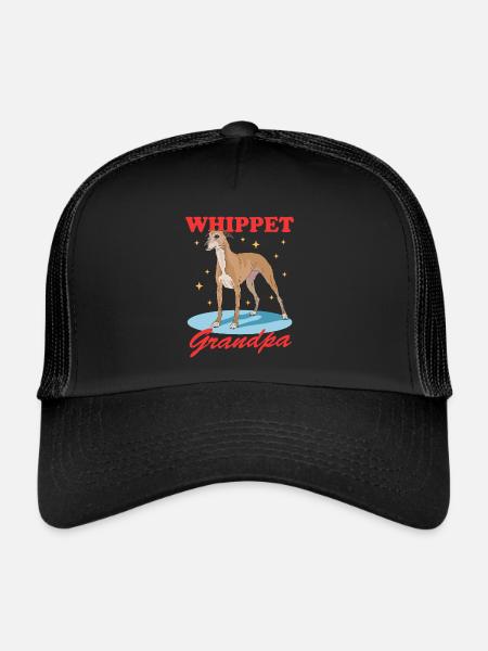Whippet Grandpa Lévrier anglais Cadeau - Casquette trucker  - noir/noir - Devant