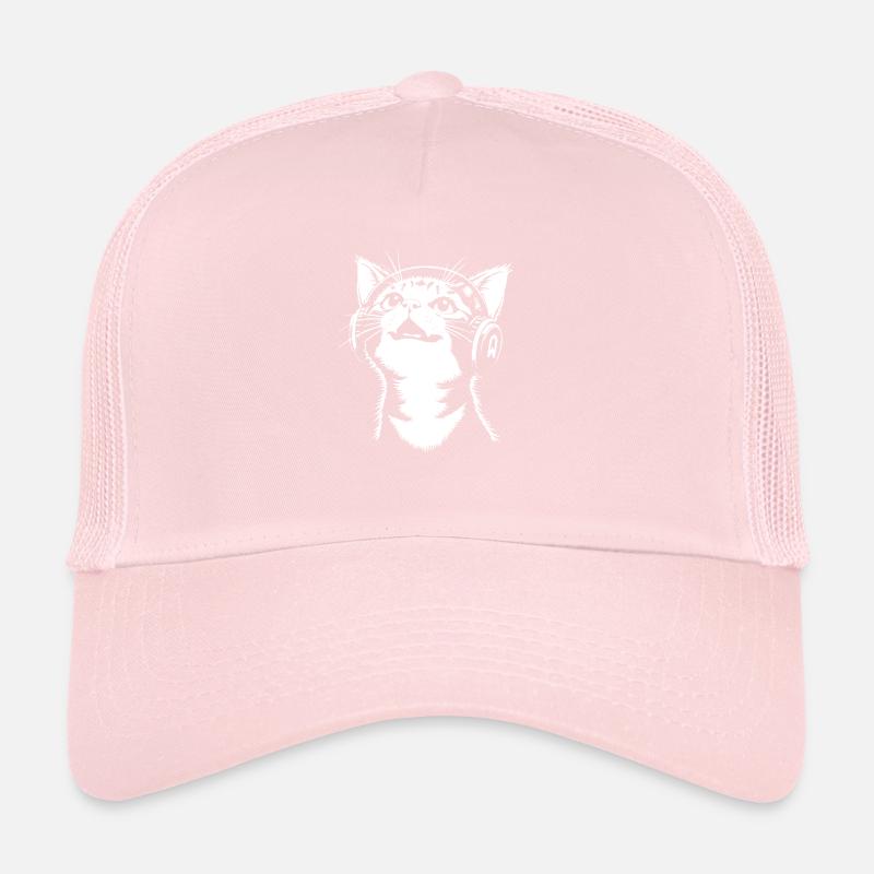 Chat mignon avec des écouteurs - écouter de la musique Casquette trucker 