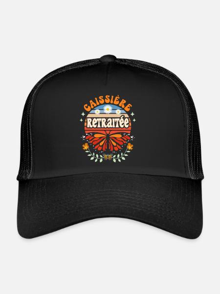 Retro Cadeau Retraite Caissière - Casquette trucker  - noir/noir - Devant