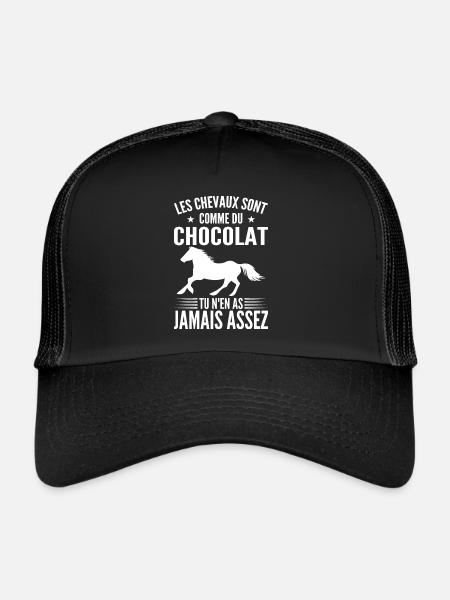 Les Chevaux Sont Comme Du Chocolat | Cavalière - Casquette trucker  - noir/noir - Devant