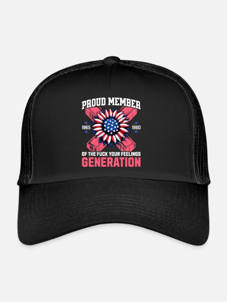 Fleur USA Humour Génération X - Casquette trucker  - noir/noir - Devant