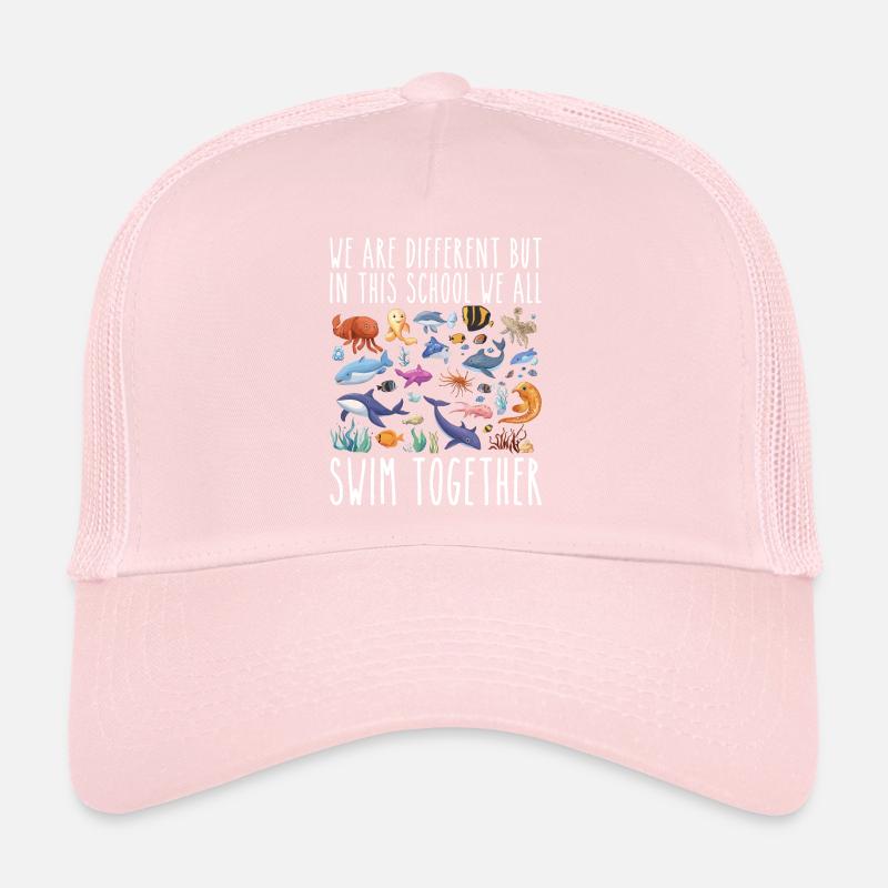 We Are Different But In This School Funny Teacher Trucker Cap