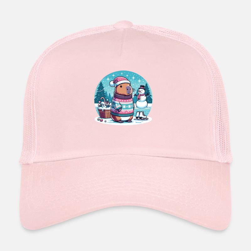 Festive Winter Capybara Christmas Trucker Cap