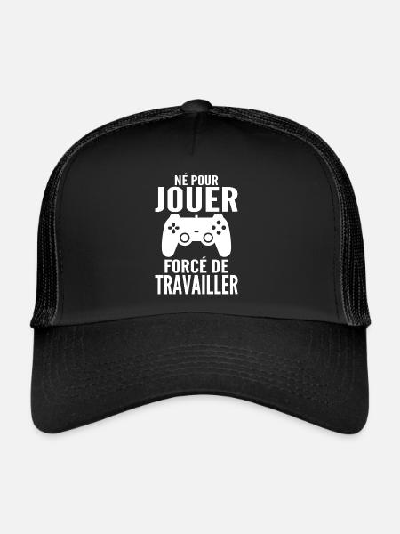 Born To Play Forced To Work Gamer Gift - Trucker Cap - black/black - Front