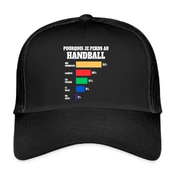 Maillot Humour Joueur Handball - Casquette trucker  - noir/noir - Devant