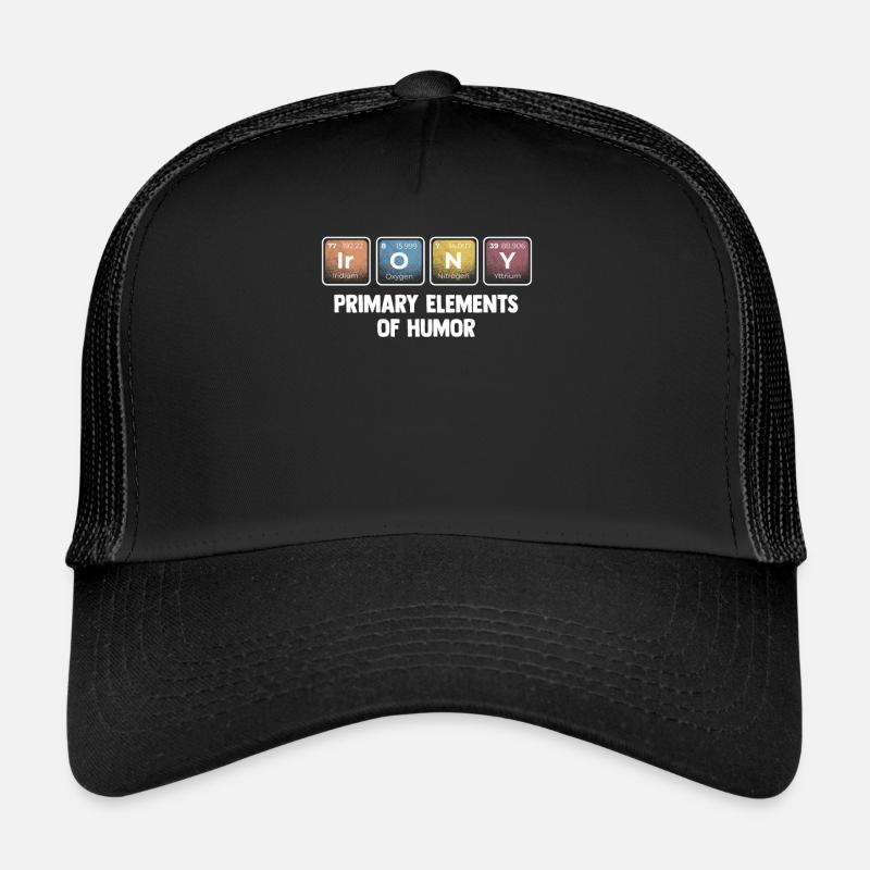 Éléments primaires de l’humour Science Ironie Casquette trucker 