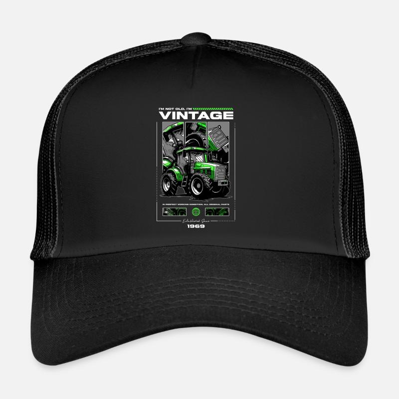 Oldtimer Traktor Bauer Geburtstag Jahrgang 1969 - Trucker Cap - Schwarz/Schwarz