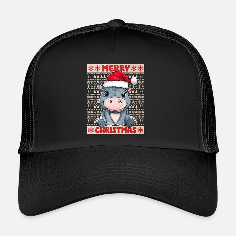 Hippopotame Noël laid Noël Noël doux Casquette trucker 