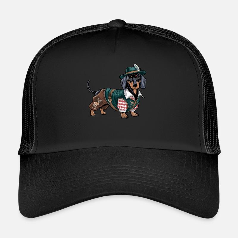 Bayerischer Dackel rot weißes Hemd Tracht Bayern Trucker Cap