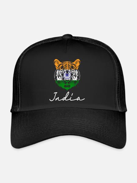 Souvenir Tigre Drapeau Indien - Casquette trucker  - noir/noir - Devant