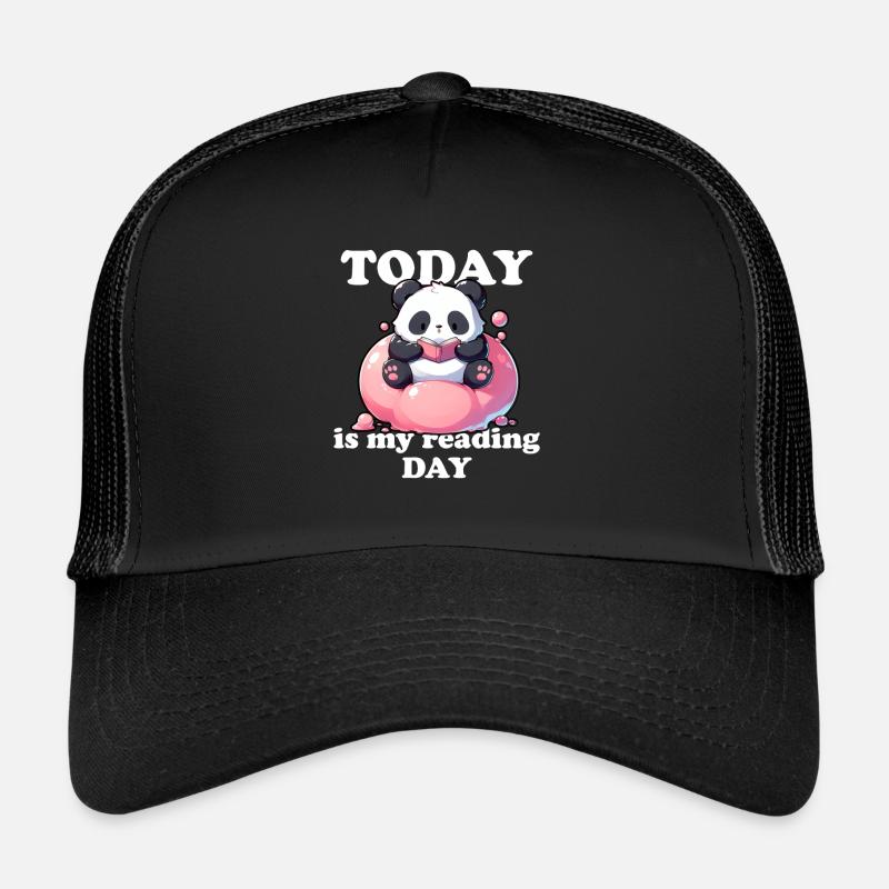 Panda avec livre Aujourd’hui c’est mon jour de lecture Dire Casquette trucker 
