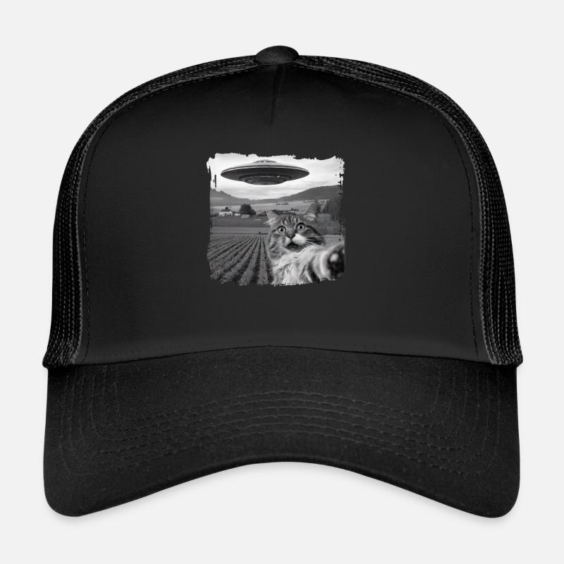 Drôle Chat Effrayé Selfie OVNI Alien Casquette trucker 
