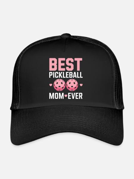 Pickleball Saying Mom Funny Pickleball Gift - Trucker Cap - black/black - Front