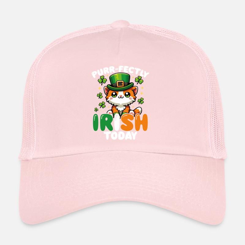 Purrish Irish Today Cute Cat Trucker Cap
