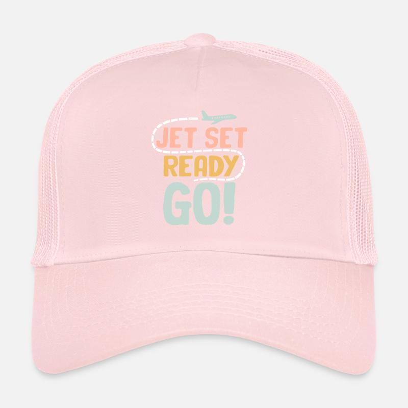 Jet Set Ready Go Airplane Vacation Mode Trucker Cap