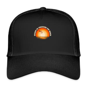 Ich fliehe nach Treasure Cay Beach - Trucker Cap - Schwarz/Schwarz - Vorne